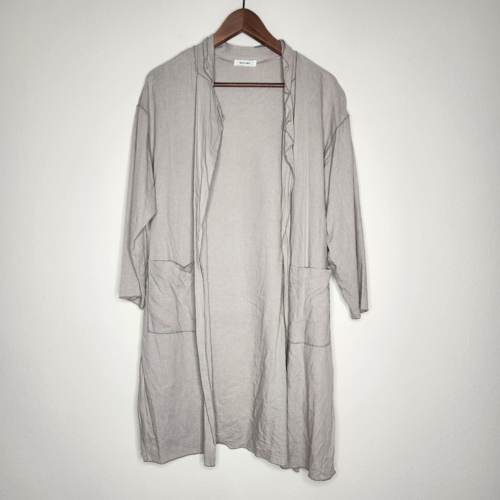 Mod Ref Womens Small Lagenlook Open Long Tunic Cardigan Pockets